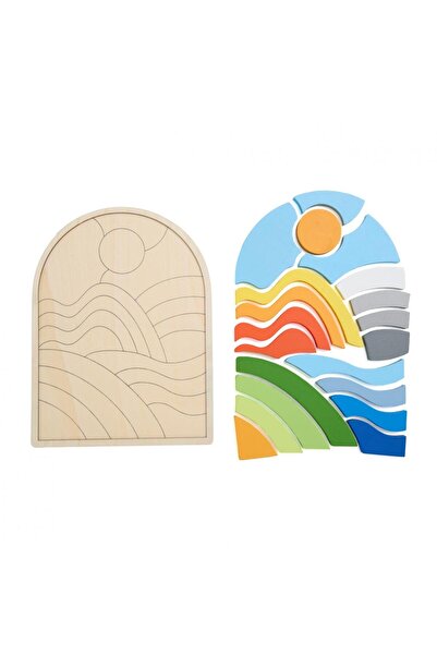 MomKi Wooden Rainbow Puzzle, 21 Pieces,