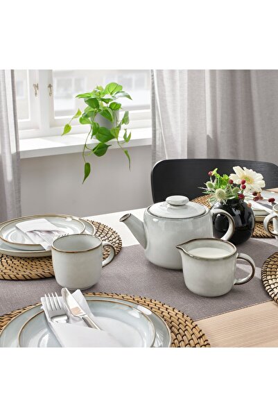 IKEA GLADELIG Milk/Cream Jug by IKEA Grey Stoneware, 0.4L, 8cm Height Microwave & Dishwasher Safe