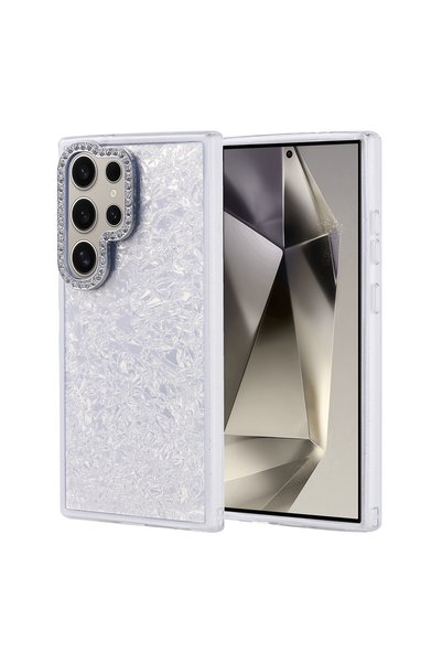 noktaks متوافق مع هاتف Galaxy S24 Ultra - غطاء حماية للباب بتصميم حجري - فضي ...