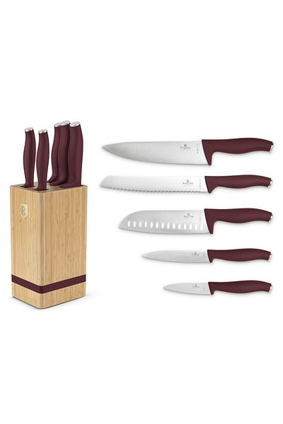 Berlinger Haus 6-piece knife set with stand Leonardo Berlinger Haus BH 2972, burgundy, wooden stand