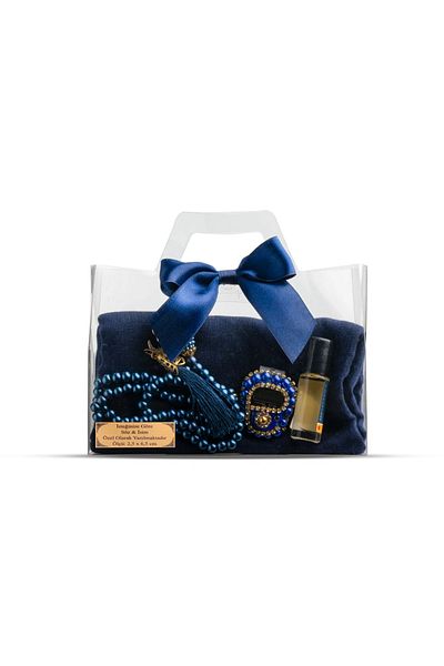 Hayrat Neşriyat Σετ δώρου Tasbih + Scarf + Zikirmatik + Essence (Acetate Box με τσάντα, Navy Blue)