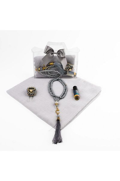Hayrat Neşriyat Σετ δώρου Tasbih + Κασκόλ + Zikirmatik + Essence (Acetate Box με τσάντα, γκρι)