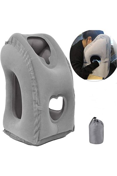 Choice See below for size descriptions gray New Pattern Inflatable Travel Pillow Portable Chin Support Neck