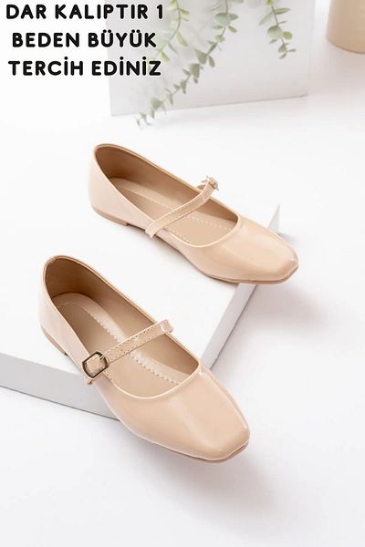 Slipcat Women's Daily Blunt Toe Ballerina Shoes with Single Belt Buckle