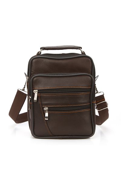 Newish Men's Brown Lamb Leather Hand and Shoulder Bag, Crossbody Bag Daily (Medium Size)