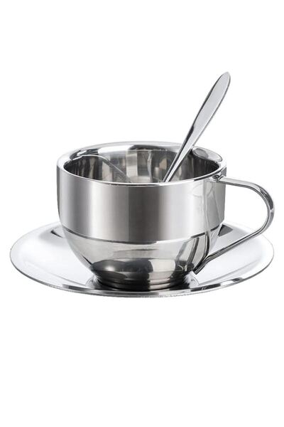 Chavin Steel 180 ml Double Wall Espresso Coffee Cup Set Presentation Cup Mt120