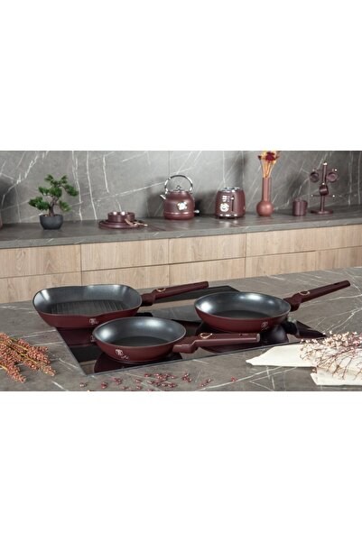 Berlinger Haus Sada 3 pánví Leonardo Collection BH 8049, nepřilnavý titanový povrch, matná vínová