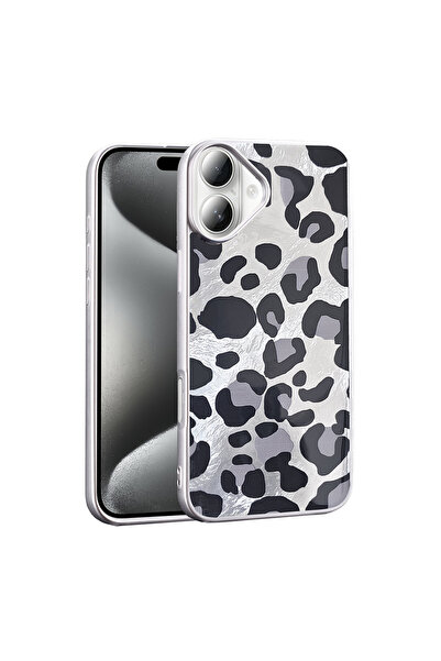 zore غطاء حماية لهاتف آيفون 16 بنمط مميز - رمادي ليوبارد