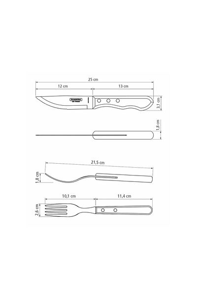 TRAMONTINA 4-piece set, steak knife and fork Tramontina brown 29899163, made in Brazil