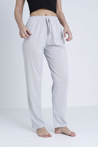 DONEX Cotton Thin Breathable Fabric Ribbon Waist Detail Solid Pocketless Women's Pajama Bottoms