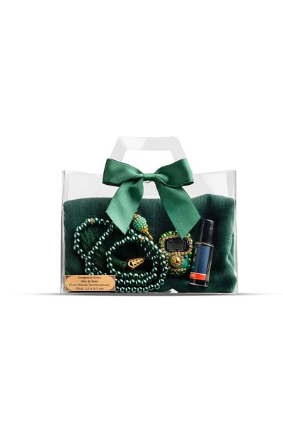 Hayrat Neşriyat Σετ δώρου Tasbih + Scarf + Zikirmatik + Essence (Acetate Box με τσάντα, πράσινο)