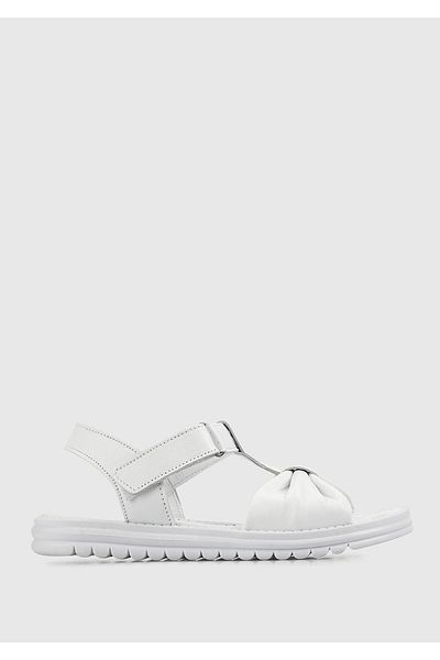 Kiddo Λευκά Δερμάτινα Flat σανδάλια για κορίτσι