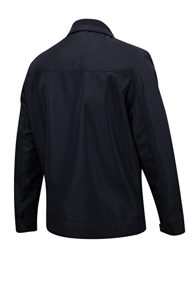 Çizgi Triko Ανδρικό παλτό εποχής με διπλή τσέπη με γιακά πόλο - A00001