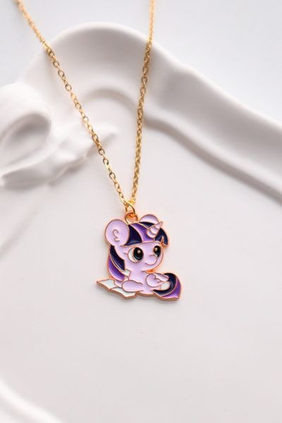 EFBUTİK Purple Cute Unicorn Imported Necklace with Gold Color Chain