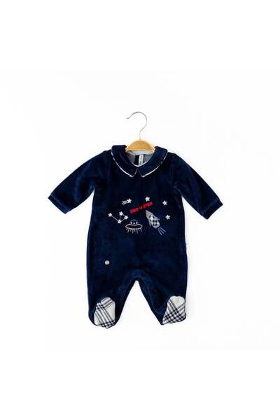Babydola بذلة طفل رضيع بياقة زرقاء داكنة - 12543
