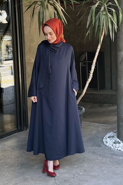 Mevra Indigo Shawl Collar Ferace Dress