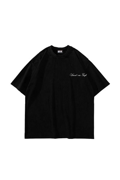 Bak Moda V. Van Gogh Roses Printed Oversize Unisex Black Tshirt