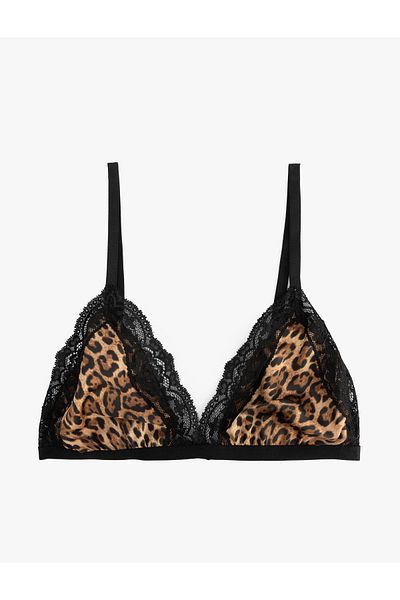 Koton New Season Koton X Zeynep Bastık - Lace Detailed Leopard Patterned Bra Without Underwire