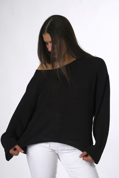 ABBRA Women's Oval Neck Soft Textured Knitwear Sweater