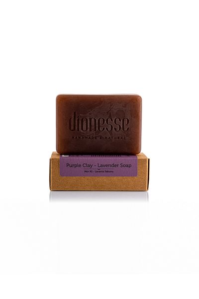 dionesse Purple Clay and Lavender Soap 120 Gr - Soothing, Moisturizing Natural Soap for Sensitive Skin