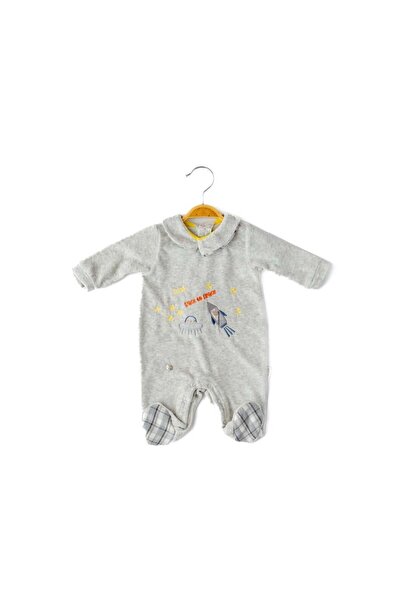 Babydola بذلة طفل رضيع بياقة رمادية - 12543
