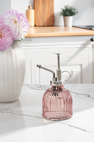 Porsima 15731 Pembe Vintage Cam Bitki Sulama Şişesi Oda Kokusu Dağıtıcı Çok Amaçlı Boş Sprey Şişe 250 ml