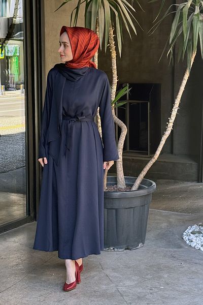 Mevra Indigo Shawl Collar Ferace Dress