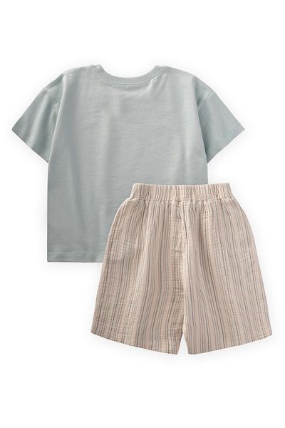 Cigit Abstract Elephant Printed T-Shirt Set 2-8 Years Mint Green