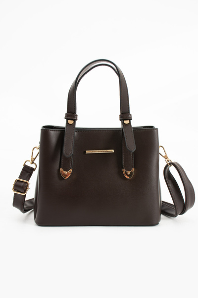 Sanmorris Kadın 4 Bölmeli Gold Aksesuarlı Sade Şık Omuz Ve El Çantası