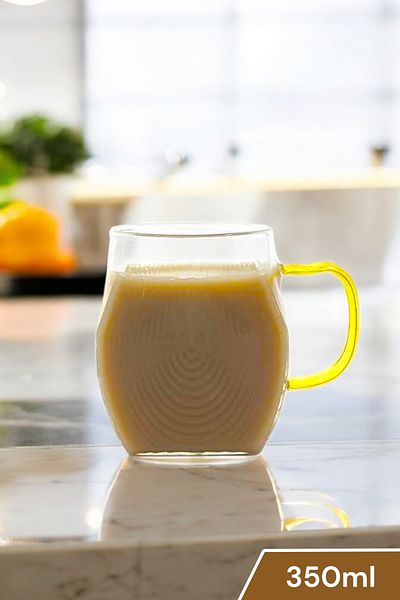 Kitchen Way Colorful Handle Glass Heat Resistant 450ml Borosilicate Mug Line Design Cup Kw-072 Kw-061