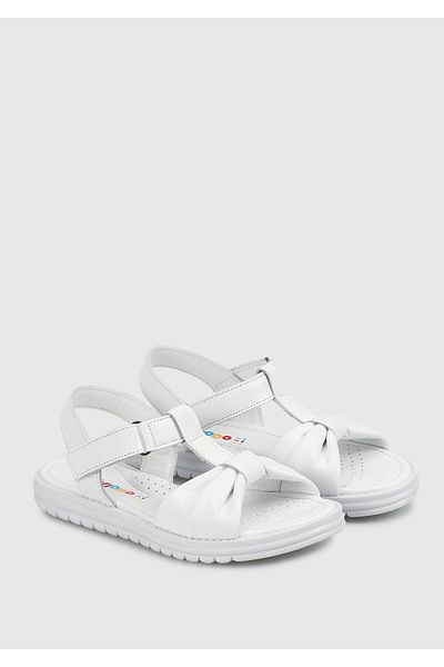 Kiddo Λευκά Δερμάτινα Flat σανδάλια για κορίτσι