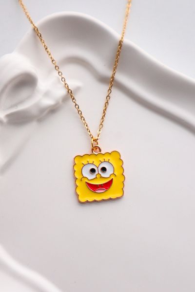 EFBUTİK Gold Color Chain Spongebob Imported Necklace