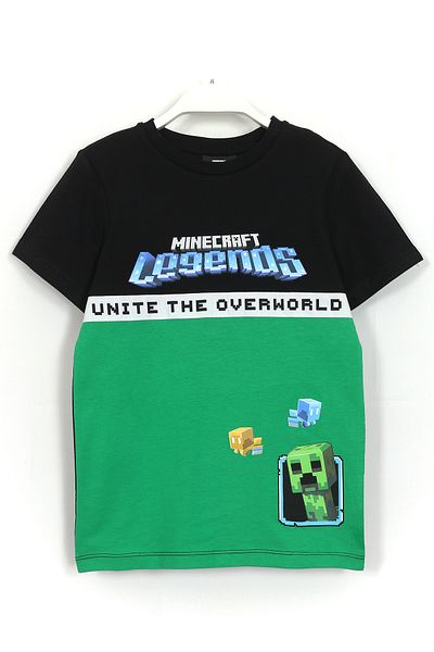 DobaKids Boy's T-Shirt, Maycraft Summer Lungsi Black Green Minecraf Printed