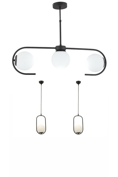 HubRom HubRom Pendant Set, DIASPOR 3948-03-BL 71x55 cm 3xE27-60W Black / 2 x HubRom Pendant Black