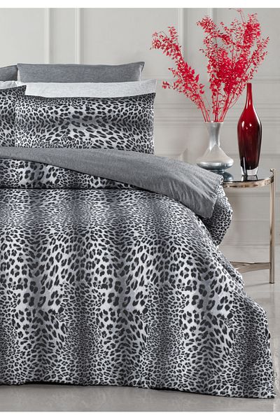 MyStory Home Set cuvertură cu cearșaf elastic - Leopard Double