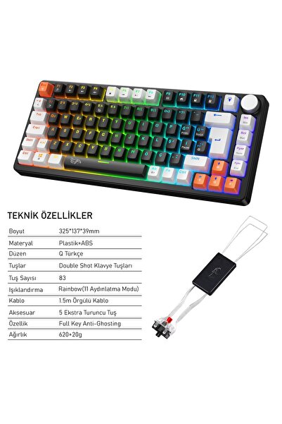 gameagle Strike Compact MK-82X2BAB Mekanik Işıklı Oyuncu Klavye