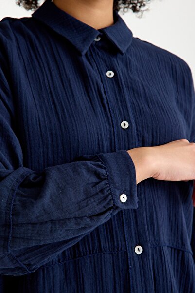 QANU Муслінова сорочка синього кольору