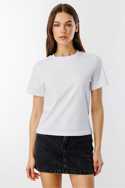 GENIUS STORE Tricou de damă cu mânecă scurtă din bumbac organic Tricou crop cu decolteu triplu FEME-T-SHIRT