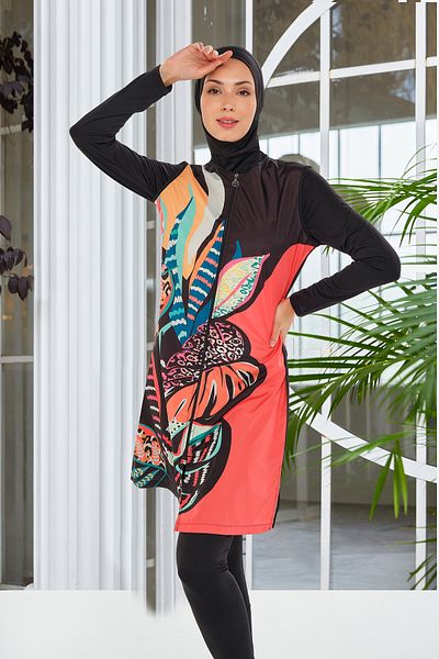 MARESİVA Fully Covered Hijab - Black Swimsuit 2302 Model