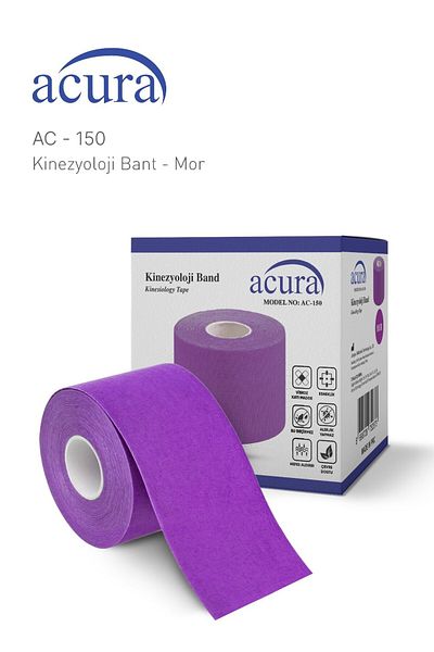 Acura Ac-150 Face & Body Compatible Hypoallergenic Kinesio Tape Pain Tape 5m X 5cm Purple Color 1 Size