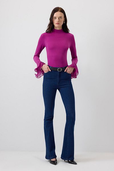 Touché Privé Chiffon Sleeve Knitted Bluz