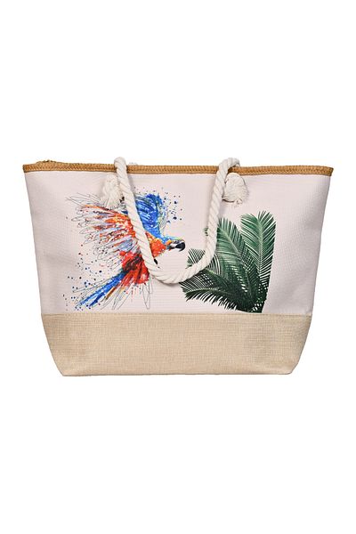 Generic Stylish beach bag with a linen lining and a hemp rope handle, large capacity, water resistant