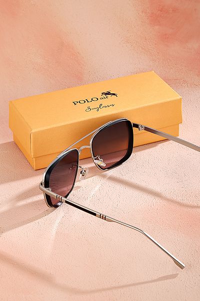Polo Air Plg-2093C7 Men's Sunglasses Uv400 Protection Metal Frame Body Color Silver Copper