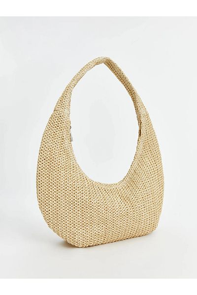 LC Waikiki Ecru Women's Straw Shoulder Bag