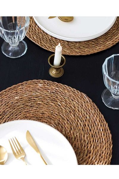 Att Natural Wicker Jute Plate American Service 35 cm Diameter Plate - (1 Pc)