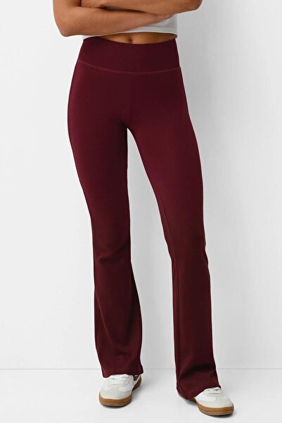 TENA Women's Burgundy High Waist Spondex Fabric Spanish Leggings with Raised Waist