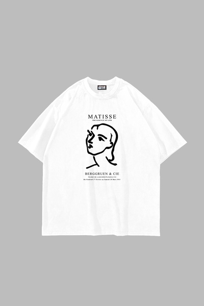 Bak Moda Matisse Štampano Oversize kroj Unisex bela majica