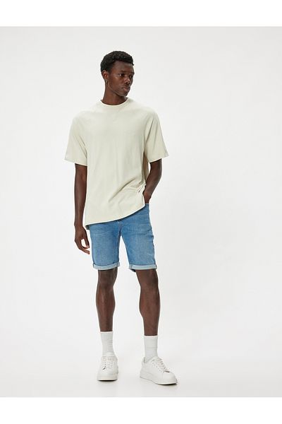 Koton New Season Oversize Denim Shorts Bermuda Pocket Detailed Cotton