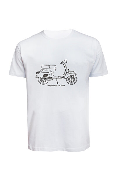 Baran Işık Unisex Vespa Štampano majica Pamuk Pamučni džersej Single jersey O...