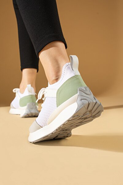 Seniorah Desliz White Skin-Stretch Women's Sports Shoes